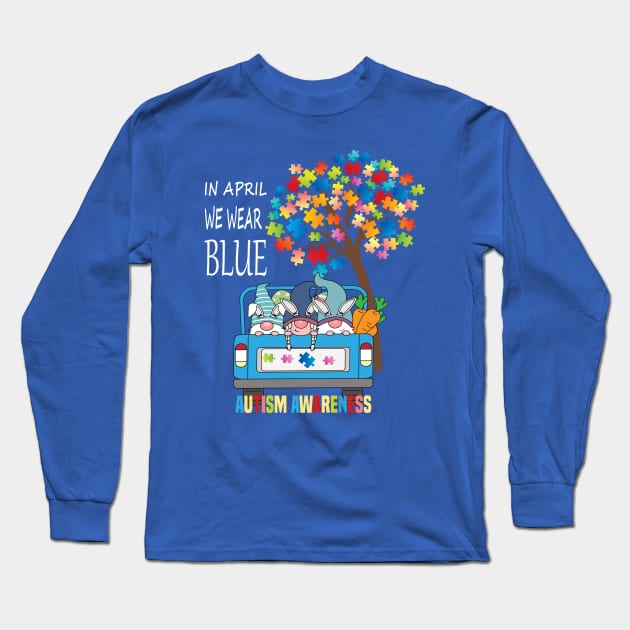 In April we wear Blue..Autism Awareness gift.. Long Sleeve T-Shirt by DODG99